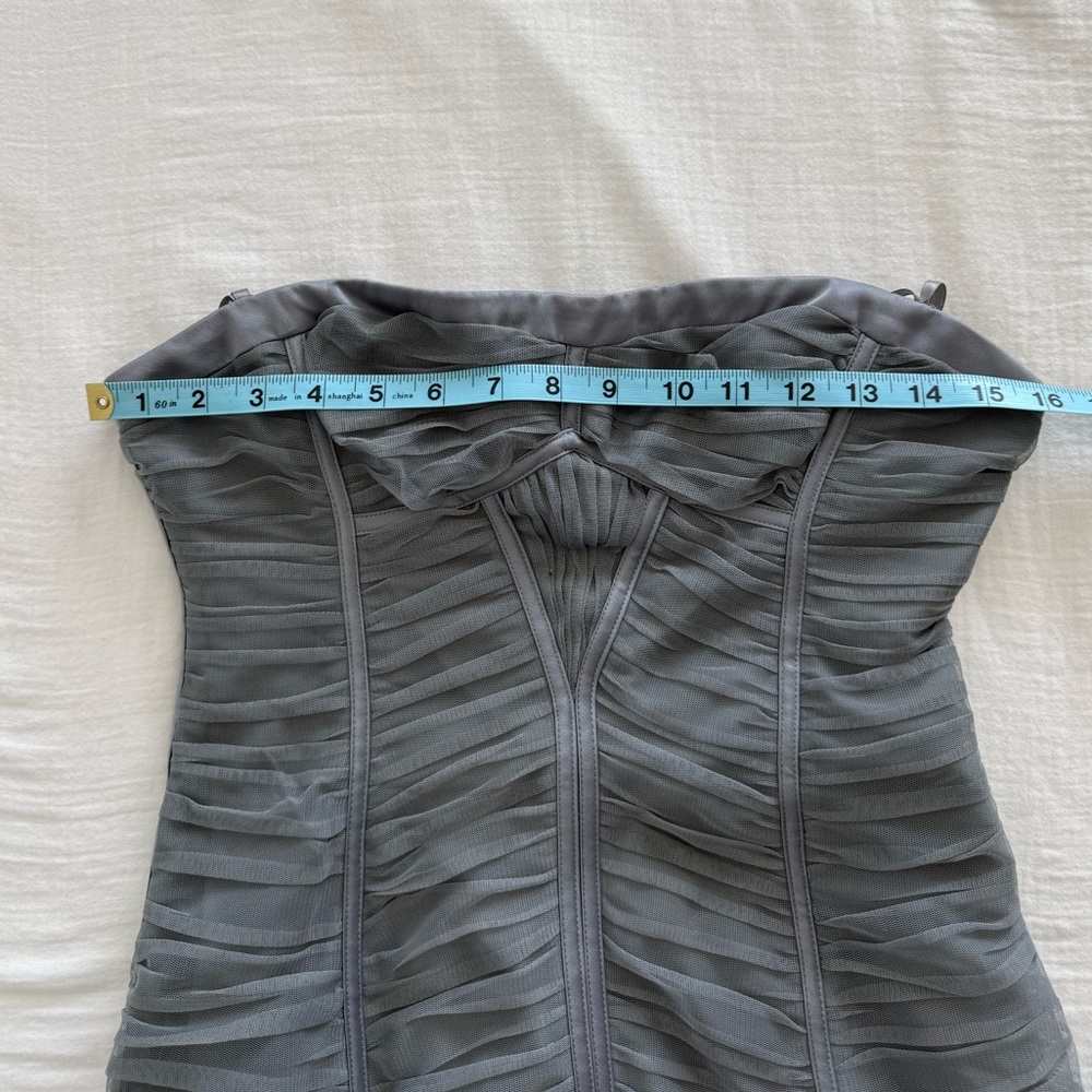 BCBGMAXAZRIA gray tulle mini bodycon corset dress - Picture 8 of 9